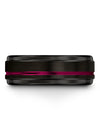 Wedding Bands Men 8mm Tungsten Ring for Male Fucshia Line Black and Ring - Charming Jewelers