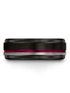 Black and Fucshia Promise Band for Lady 8mm Tungsten Wedding Rings Men - Charming Jewelers