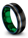 Black and Blue Wedding Band Men Female Black Tungsten Wedding Ring Black Ring - Charming Jewelers