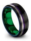 Wedding Engagement Band Tungsten I Love You Rings Simple Black Bands Step Flat - Charming Jewelers