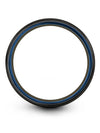 Matte Black Blue Man Wedding Bands Tungsten Band for Men Black and Blue Ring - Charming Jewelers