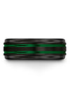 Guys Wedding Band Green Line Tungsten Carbide Engraved Ring Woman Black 30th - Charming Jewelers