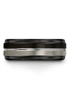 Couples Promise Rings Sets Tungsten Carbide Black Grey Bands Half Black Half - Charming Jewelers