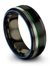 Wedding Bands Black Green Brushed Black Tungsten Band Simple Ladies Band 8mm - Charming Jewelers