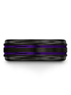 Guy Wedding Bands Black and Purple Engraving Tungsten Guy Bands Set of Band - Charming Jewelers