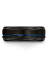 Dainty Anniversary Band Tungsten Blue Line Ring Bands Set for Female Wedding - Charming Jewelers