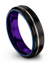 Matte Black Grey Lady Anniversary Ring Men Tungsten Wedding Band Black Grey 6mm - Charming Jewelers