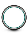 Woman&#39;s 8mm Teal Line Tungsten Jewelry Solid Black Promise Rings Men Promise - Charming Jewelers