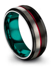 Men&#39;s Wedding Ring Black Groove 8mm Tungsten 8mm Teal Line Ring Customized - Charming Jewelers