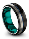 Guys Black Wedding Bands Sets Tungsten Wedding Ring Black Blue Black Matching - Charming Jewelers