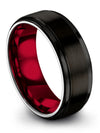 Black Unique Male Anniversary Ring Tungsten Wedding Rings for Men&#39;s 8mm Brushed - Charming Jewelers