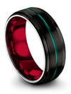 Weddings Bands for Ladies Man Tungsten Wedding Rings Black Teal Couple Matching - Charming Jewelers