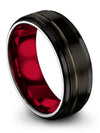 Couples Black Promise Rings Sets Lady Tungsten Wedding Rings Polished Groove - Charming Jewelers