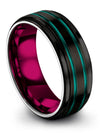 Guy Tungsten Wedding Ring Teal Line Female Engagement Female Bands Tungsten - Charming Jewelers