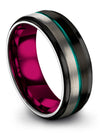 Tungsten Wedding Ring Guy Black Teal Tungsten Engagement Male Rings for Couple - Charming Jewelers
