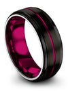 Black Wedding Band Set 8mm Tungsten Plain Matching Couple Rings Couples - Charming Jewelers