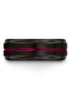 8mm Fucshia Line Wedding Bands Mens Personalized Tungsten Band for Woman Cute - Charming Jewelers