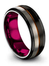 Black Copper Mens Wedding Bands Tungsten Engrave Rings for Guys Man Band Sets - Charming Jewelers