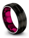 Black Matching Rings Men Promise Band Luxury Tungsten Bands Big Step Flat Bands - Charming Jewelers
