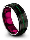Wedding Ring for Lady Minimalist Tungsten Green Line Bands Simple Black Ring - Charming Jewelers