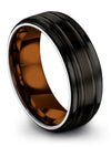 Wedding Bands Set Black Tungsten Wedding Ring for Mens Black Matching Ring - Charming Jewelers