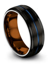 Black Blue Wedding Rings Set for Woman&#39;s Wedding Bands Black Tungsten Black - Charming Jewelers