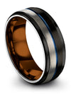Black Blue Wedding Bands Sets for Her and Boyfriend Tungsten Matching Rings Man - Charming Jewelers