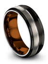 Brushed Wedding Bands Tungsten Ring Fiance and Him Brushed Black 8mm 9th - - Charming Jewelers