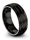 Black Wedding Rings Band for Guy Tungsten Wedding Ring Polished Couple Band - Charming Jewelers