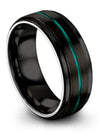 8mm Teal Line Wedding Rings for Guy Common Rings Couple