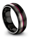 8mm Black Promise Ring Wedding Bands Sets for Girlfriend and Husband Tungsten - Charming Jewelers