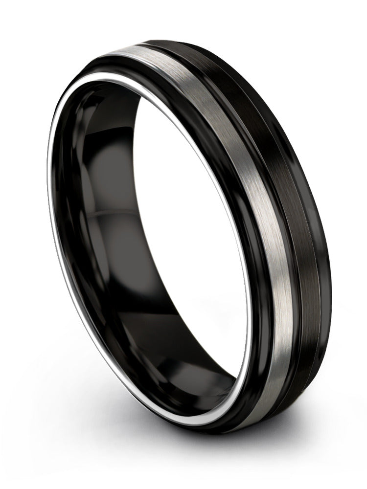 6mm 40th  Ruby Wedding Ring Tungsten Black Guys Bands Large