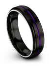 Womans Wedding Band Unique Black and Purple Tungsten Matte Midi Rings Set Gifts - Charming Jewelers