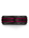 Female Promise Band 8mm Fucshia Line Tungsten Carbide Ring Sets for Husband - Charming Jewelers