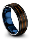 Man Wedding Rings Copper Line Exclusive Tungsten Bands Solid Black Minimalist - Charming Jewelers