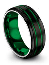 Simple Black Wedding Rings Tungsten Black and Green Ring Black Mid Rings Cute - Charming Jewelers