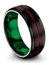 Female Promise Band Black Groove Tungsten Band for His Lady Promise Rings Black - Charming Jewelers