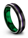 Metal Wedding Band Tungsten Band for Ladies Black 6mm Solid Black Promise Bands - Charming Jewelers