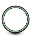 6mm Green Line Wedding Tungsten Black Guy Black Offset Line Rings Husband Day - Charming Jewelers
