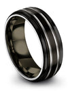 Girlfriend and Husband Black Anniversary Ring Tungsten Band for Woman&#39;s Brushed - Charming Jewelers