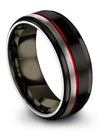 Groove Wedding Band for Lady Man Black Tungsten Carbide Wedding Ring 8mm - Charming Jewelers