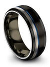 8mm Blue Line Wedding Rings Mens Man Tungsten Wedding Black and Band for Woman - Charming Jewelers