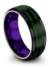 Black Green Wedding Band Tungsten Brushed Wedding Bands Black Plated Band - Charming Jewelers