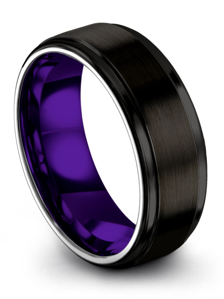 Black Unique Male Anniversary Ring Tungsten Wedding Rings