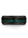 8mm Teal Line Rings for Couples Black Tungsten Engagement Guy Bands for Female - Charming Jewelers