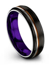 6mm Black 6mm Copper Line Tungsten Ring for Ladies Black Band Guys Simple - Charming Jewelers