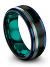 8mm 8th Wedding Rings Tungsten Carbide Rings for Men Black 8mm Plain Ring Bands - Charming Jewelers