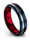 Black Blue Wedding Band Set Guys Tungsten Wedding Bands Promise Band for Car - Charming Jewelers