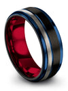 Wedding Bands Sets Guy and Woman Black Blue Tungsten Rings for Men&#39;s Black Ring - Charming Jewelers