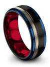 8mm Gunmetal Line Wedding Band for Mens Black Plated Tungsten Band for Men - Charming Jewelers